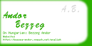 andor bezzeg business card